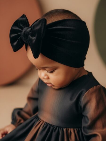 Χειροποίητο Τουρμπάνι Ανοιχτό Μαύρο Βελούδο 3000-CHR0024