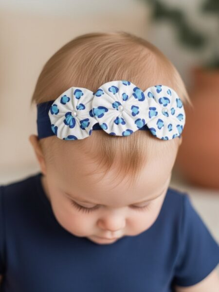 Χειροποίητη Κορδέλα Μπλέ Λεοπάρ CETH0004D