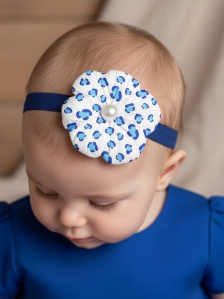 Χειροποίητη Κορδέλα Μπλέ Λεοπάρ DETH0004