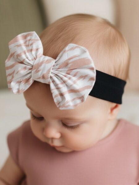 Χειροποίητη Κορδέλα Σομόν Λευκό Ζεβρέ DETH0010A