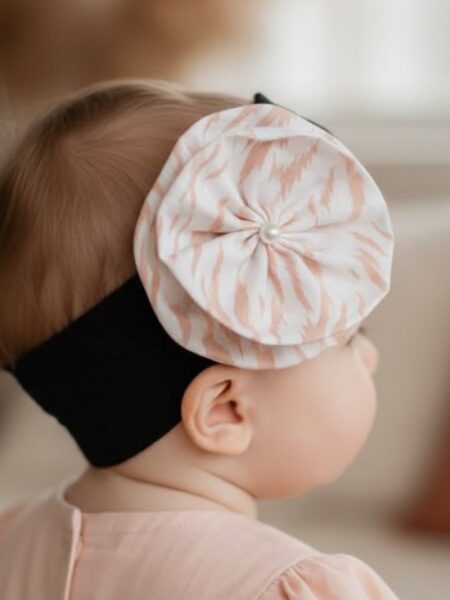 Χειροποίητη Κορδέλα Σομόν Λευκό Ζεβρέ DETH0010B