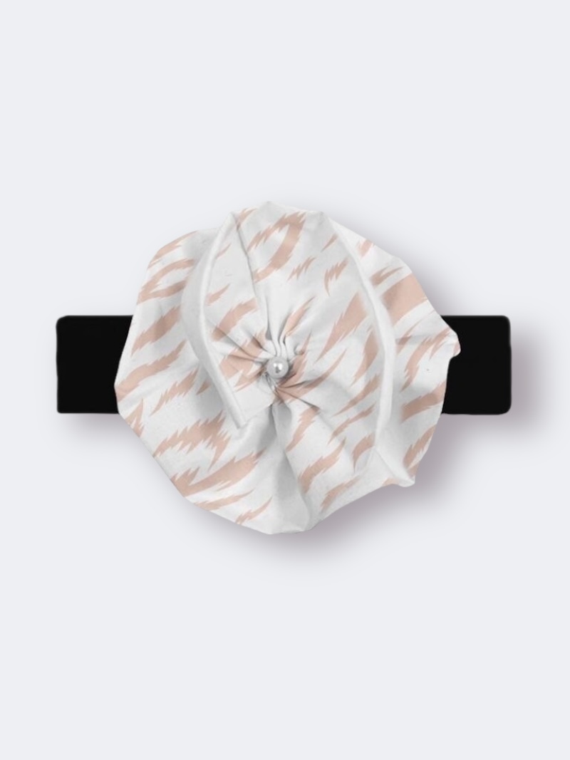 Χειροποίητη Κορδέλα Σομόν Λευκό Ζεβρέ DETH0010B - Image 2