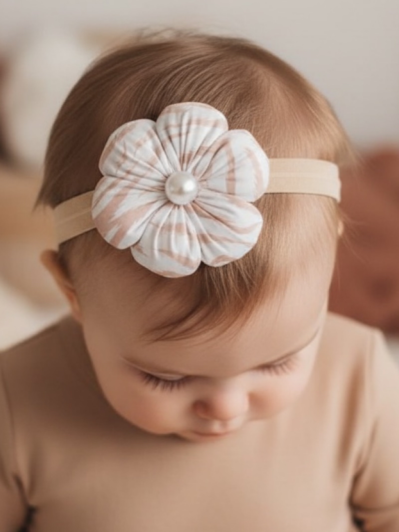 Χειροποίητη Κορδέλα Σομόν Λευκό Ζεβρέ DETH0010F