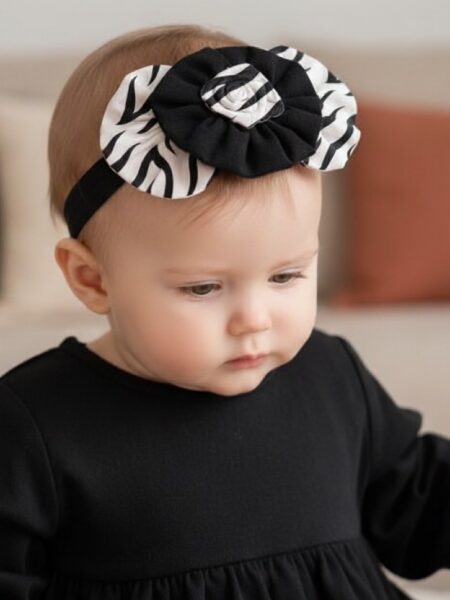 Χειροποίητη Κορδέλα Σομόν Μαύρο Ζεβρέ DETH0011D