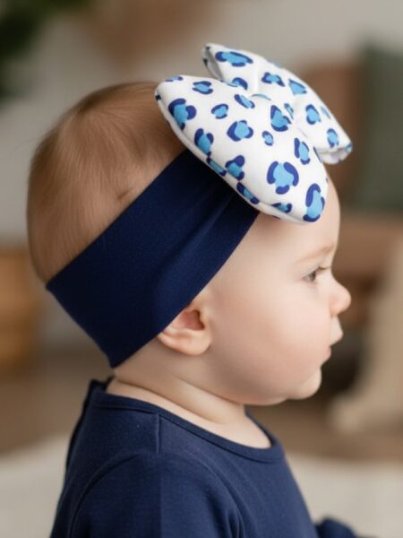 Χειροποίητη Κορδέλα Μπλέ Λεοπάρ EETH0004C