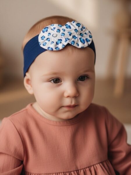 Χειροποίητη Κορδέλα Μπλέ Λεοπάρ BETH0004A