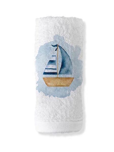 21027_ blue-boat (Μπομπονιέρα Πετσέτα χεριών)