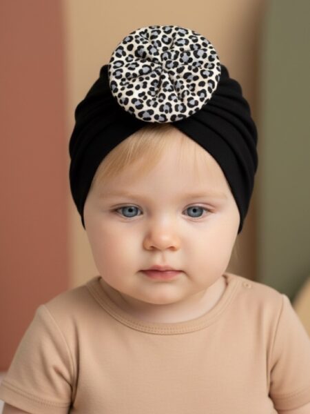 Χειροποίητο Τουρμπάνι Κλειστό Μαύρο Λεοπάρ TCLOSEETH0007