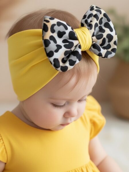 Χειροποίητο Τουρμπάνι Ανοιχτό Κίτρινο με Λεοπάρ TOPENETH0007