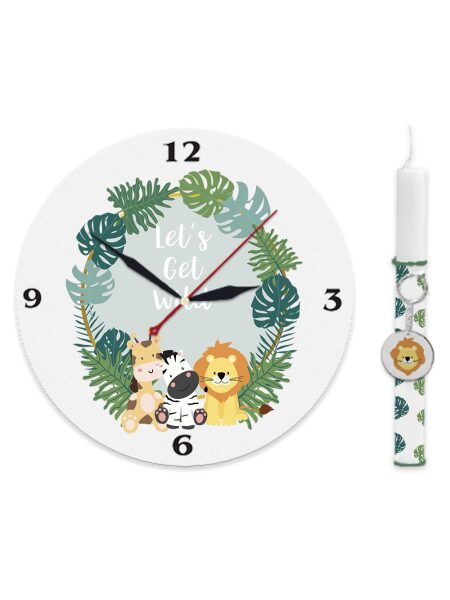 49 Λαμπάδα Ρολόϊ Τοίχου "Jungle animals"