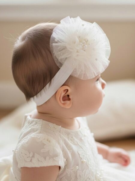 Χειροποίητη Λευκή κορδέλα μαλλιών 1000-F0053