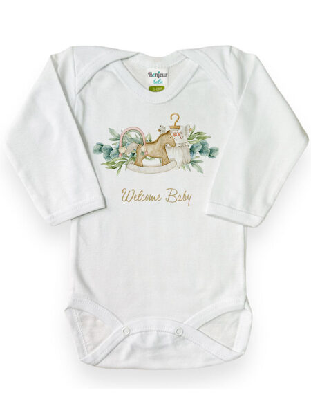 Ξύλινο Αλογάκι "Welcome Baby" (Κορμάκι)