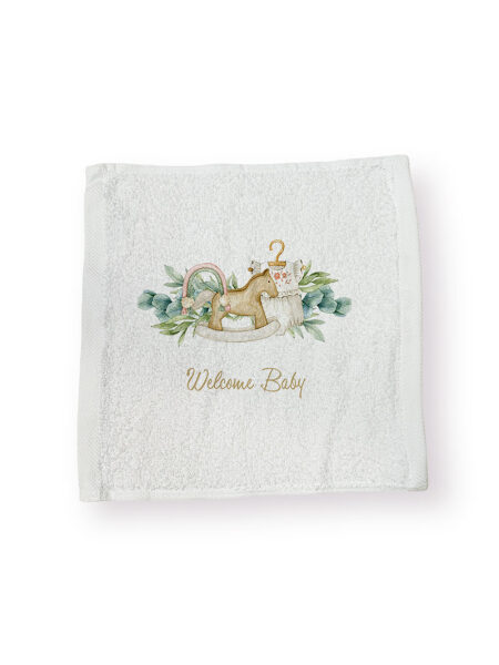 Ξύλινο Αλογάκι "Welcome Baby" (Λαβέτα Ώμου)