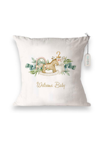 Ξύλινο Αλογάκι "Welcome Baby" (Διακοσμητικά Μαξιλάρια)