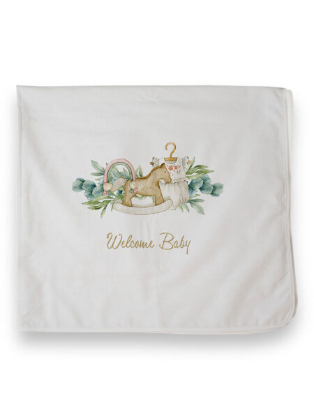 Ξύλινο Αλογάκι "Welcome Baby"(Πάνα Φανέλα)