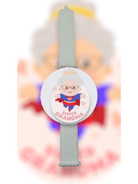 EASLOVED240006 Πασχαλινή Λαμπάδα Bonjourbebe με Θέμα "Super Grandma"