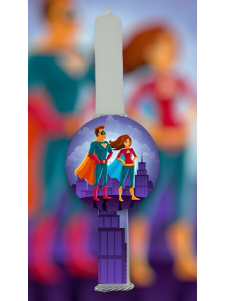 EASLOVED240004 Πασχαλινή Λαμπάδα Bonjourbebe με Θέμα "Super Νονοί"