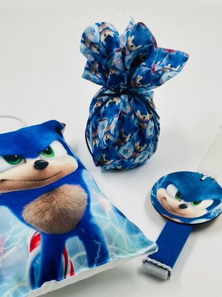 EASTER 24002 Πασχαλινό Σετ Bonjourbebe με Θέμα τον "Sonic" (Λαμπάδα-Μαξιλάρι-Αυγό)