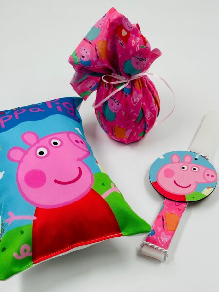 EASTER 24003 Πασχαλινό Σετ Bonjourbebe με Θέμα την "Peppa" (Λαμπάδα-Μαξιλάρι-Αυγό)