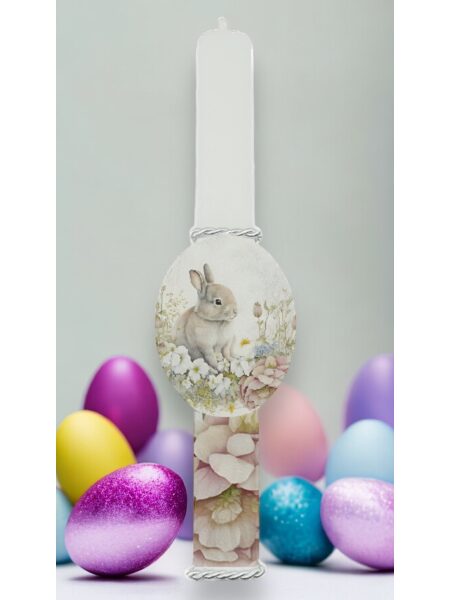 EAS100024-1A Πασχαλινή Λαμπάδα Bonjourbebe με Θέμα "GreenRabbit"