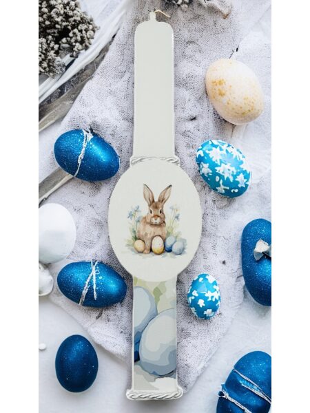 EAS100024-4A Πασχαλινή Λαμπάδα Bonjourbebe με Θέμα "Rabbit Blue Eggs"