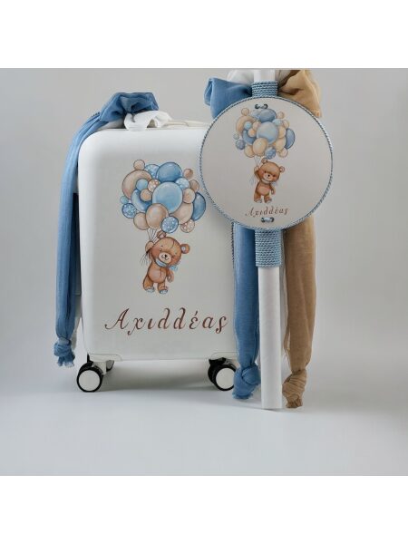 24034_Panda Teddy with Ballons (Ολικό Βαπτιστικό Πακέτο Νονού / Νονάς)