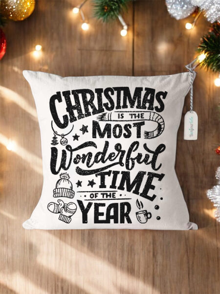 Χριστουγεννιάτικο Διακοσμητικό Μαξιλάρι με Γούρι