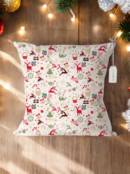 Χριστουγεννιάτικο Διακοσμητικό Μαξιλάρι με Γούρι (4040CHR202505a)