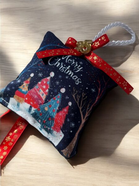 Χριστουγεννιάτικο Αρωματικό Μαξιλαράκι "Τα Δέντρα των Χριστουγέννων με Μπλέ Βελούδο"