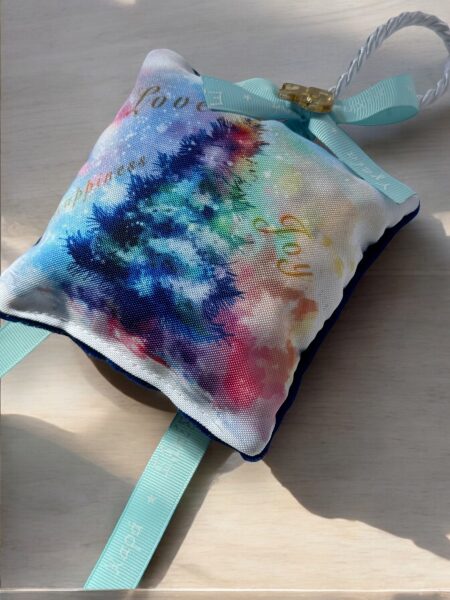 Χριστουγεννιάτικο Αρωματικό Μαξιλαράκι "Τα χρώματα των Χριστουγέννων με Μπλέ Βελούδο"