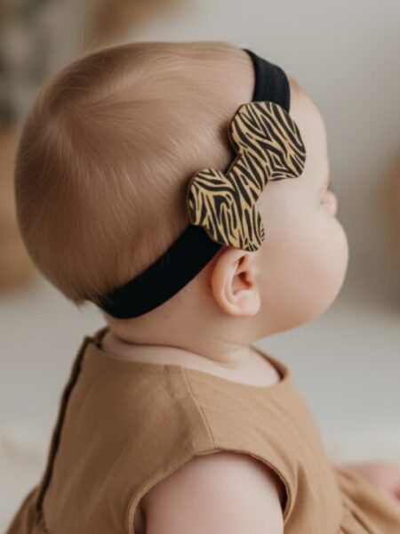 Χειροποίητη Κορδέλα Μουσταρδί Μαύρο Ζεβρέ CETH0008A