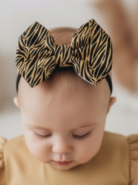 Χειροποίητη Κορδέλα Μουσταρδί Μαύρο Ζεβρέ DETH0008A