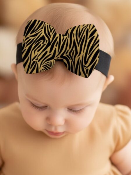 Χειροποίητη Κορδέλα Μουσταρδί Μαύρο Ζεβρέ DETH0008C