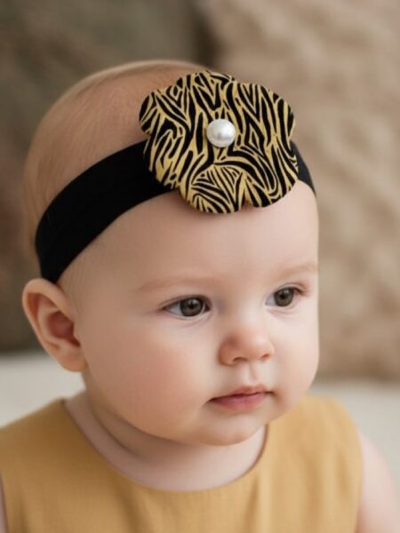 Χειροποίητη Κορδέλα Μουσταρδί Μαύρο Ζεβρέ DETH0008F