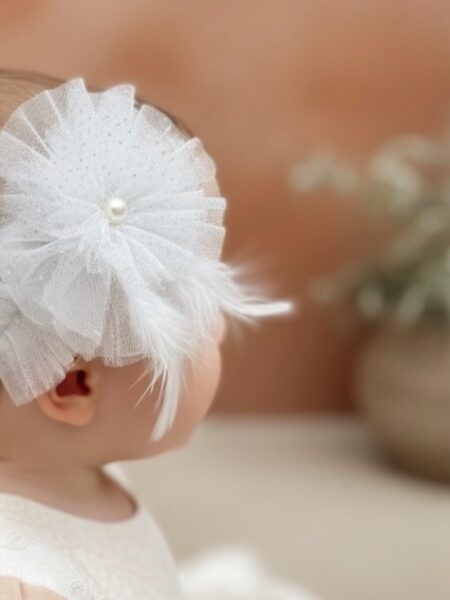 Χειροποίητη Λευκή Ασημί κορδέλα μαλλιών 1000-F104