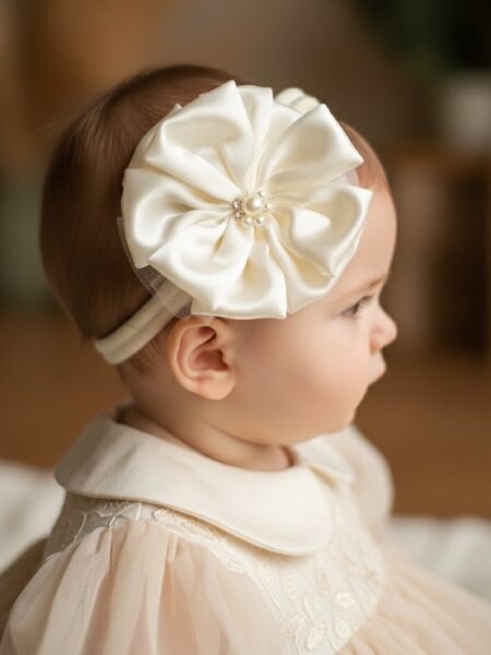 Χειροποίητη Εκρού στέκα μαλλιών 2000-F0005