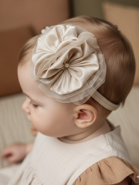 Χειροποίητη Μπεζ στέκα μαλλιών 2000-F0010