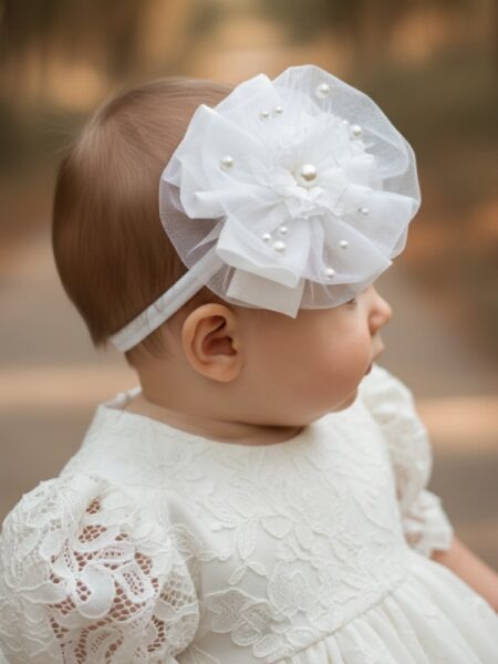 Χειροποίητη Λευκή στέκα μαλλιών 2000-F0011