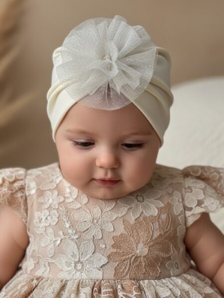 Χειροποίητο Έκρου τουρμπάνι μαλλιών 3000-F0004