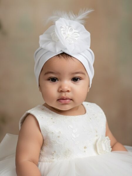 Χειροποίητο Λευκό τουρμπάνι μαλλιών 3000-F0007