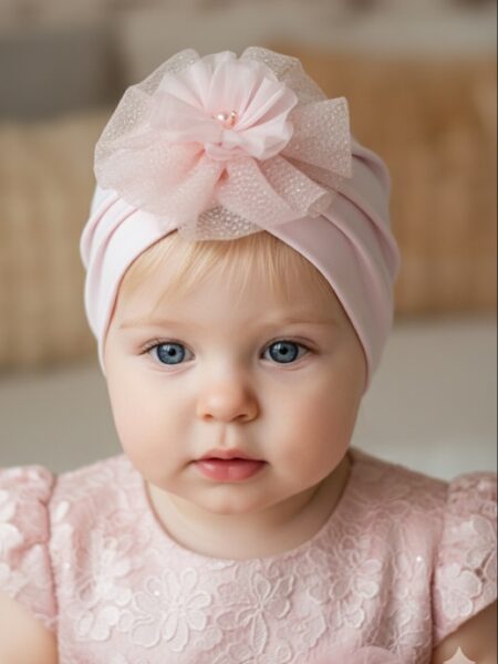 Χειροποίητο Ροζ τουρμπάνι μαλλιών 3000-F0010