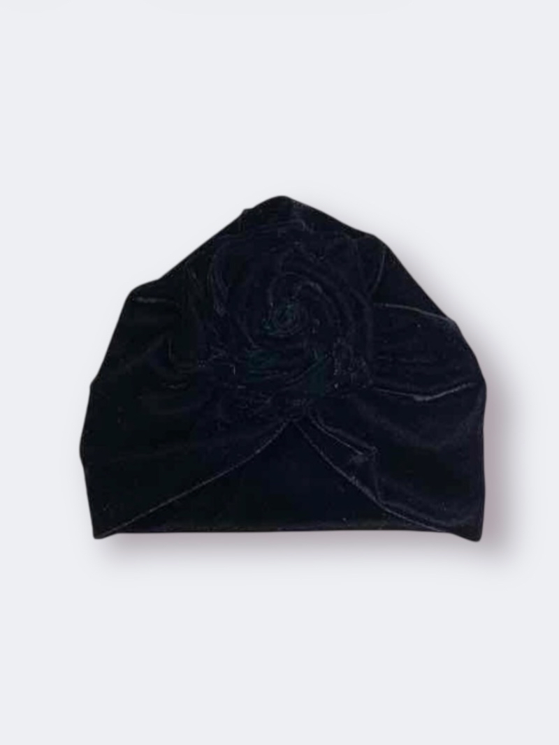 Χειροποίητο Τουρμπάνι Κλειστό Μαύρο Βελούδο 3000-CHR0024 - Image 2