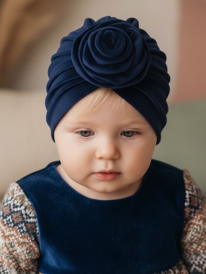 Χειροποίητο Τουρμπάνι Κλειστό Μπλέ Βελούδο 3000-CHR0026