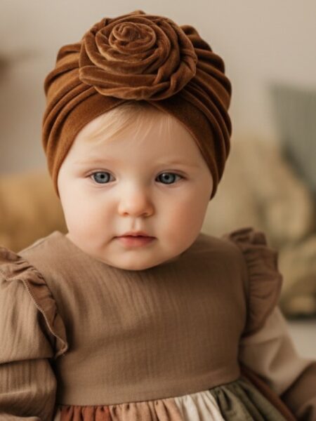 Χειροποίητο Τουρμπάνι Κλειστό Καφέ Βελούδο 3000-CHR0027