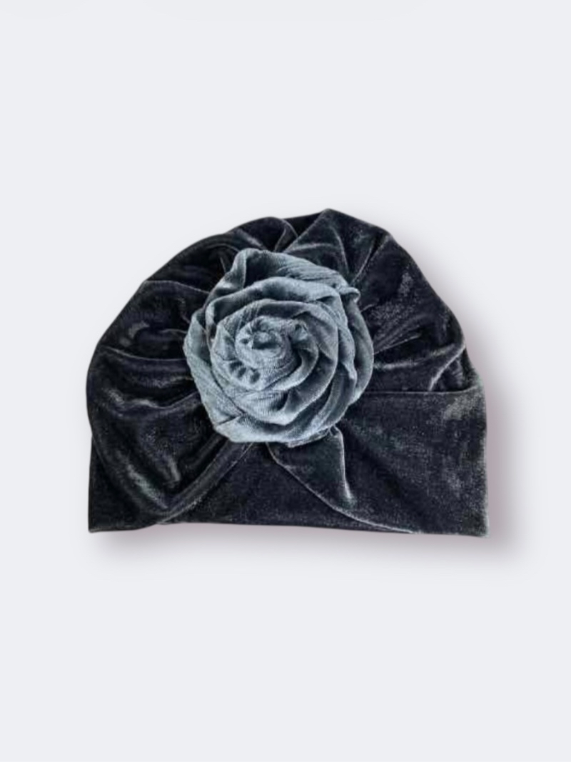 Χειροποίητο Τουρμπάνι Κλειστό Γκρί Βελούδο 3000-CHR0029 - Image 2