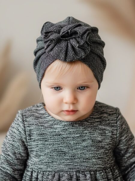 Χειροποίητο Τουρμπάνι Κλειστό Ανθρακί Λούρεξ 3000-CHR0031