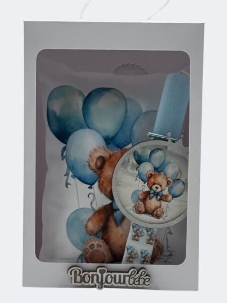 Πασχαλινή Λαμπάδα με Μαξιλάρι Αρκουδάκι με Μπαλόνια BDEAS25003a